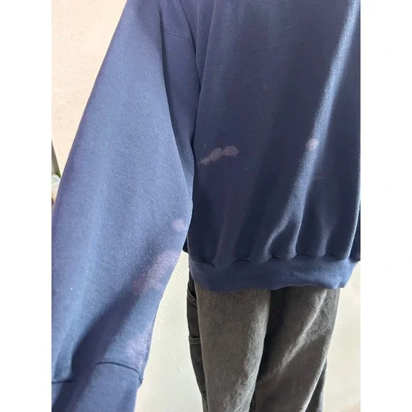 Vintage 90's Butterfly Floral Embroidered Crewneck Sweatshirt XL Distressed - Picture 5 of 6